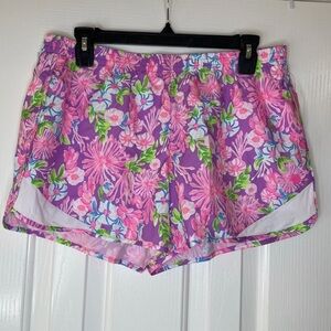 Lilly Pulitzer Luxletic Vibrant Floral Athletic Shorts Sz Medium